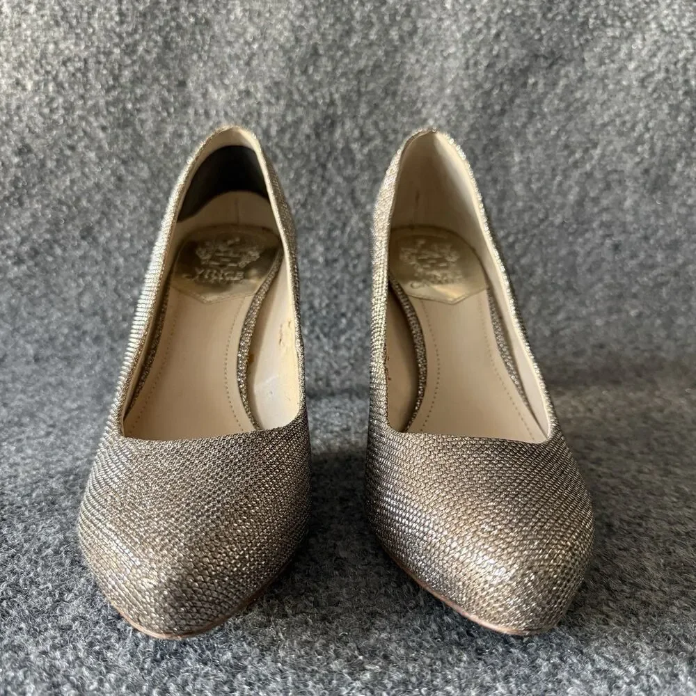 Vince Camuto Kadri Silver Sparkle Slip-On Pointed Toe Stiletto Pump 8M/38